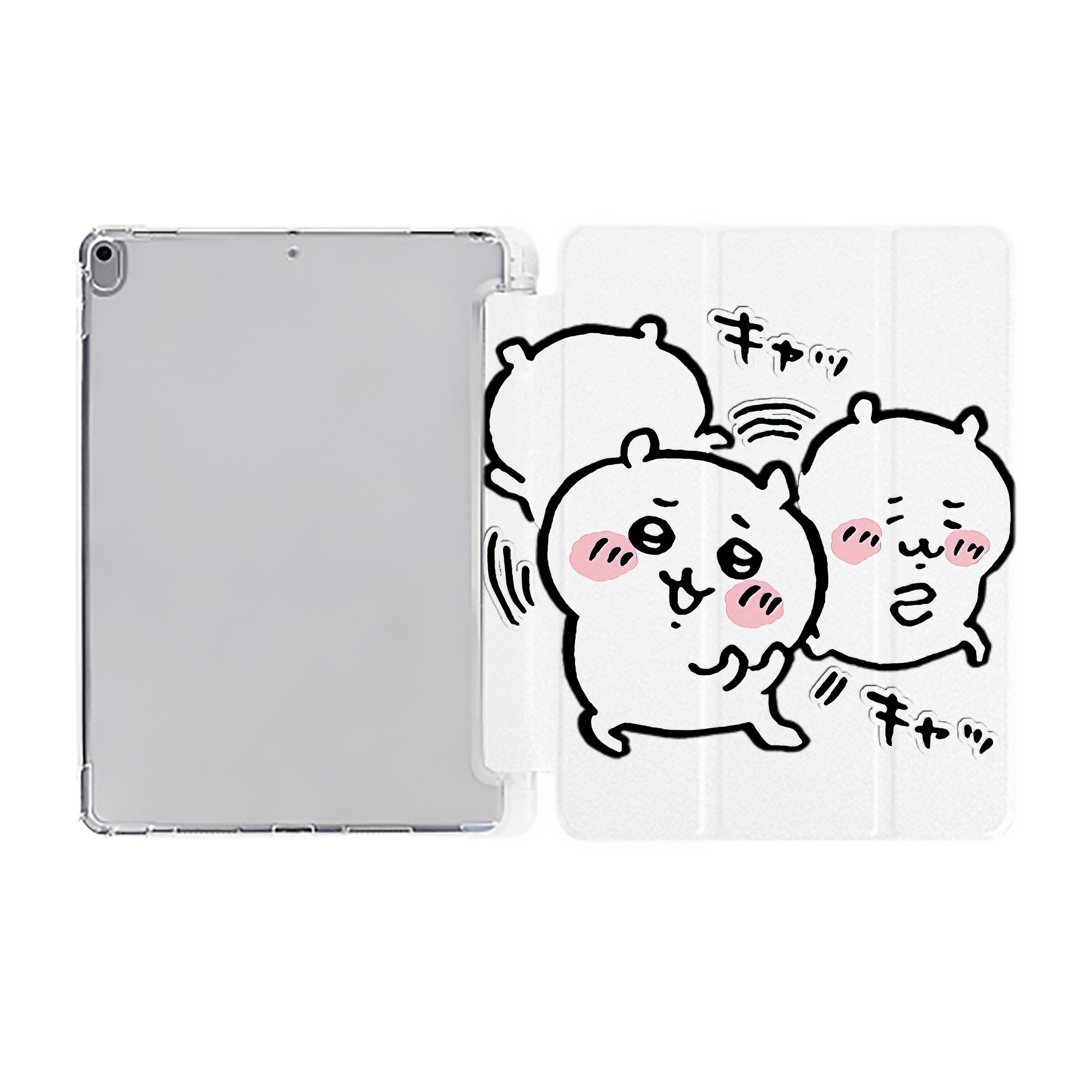 （画像用） ちいかわ ちいかわ Chii-kawa chiikawa IPad ケース ペン収納付き 三つ折りスタンド PUレザー×シリコン 対応機種9.5/10.5/10.9インチ